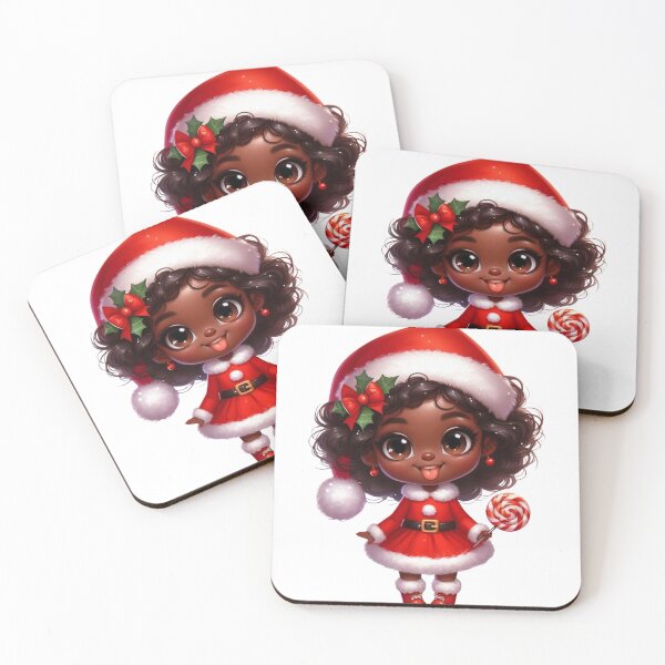 Item preview, Christmas Magic | Cute African American Girl with Lights and Candy Cane designed and sold by Lulunza.