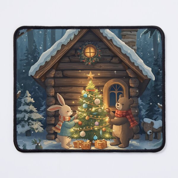 Item preview, Cozy Christmas: Rabbit and Bear Decorating Together designed and sold by WildlifeWhimsy.