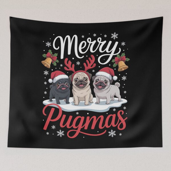 Item preview, Merry Pugmas Funny Santa Reindeer Elf Pug Dog Christmas designed and sold by Bandikonsalez.