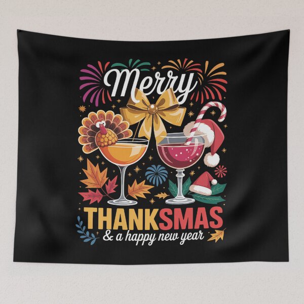 Item preview, Merry Thanksmas & A Happy New Year Firework Wine Glass Party designed and sold by ValerieRodrigue.