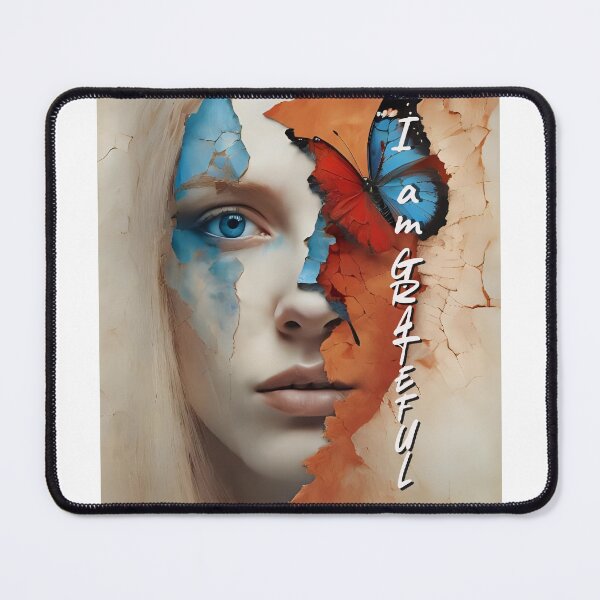 Item preview, I Am Grateful – Abstract Woman with Blue Eye and Butterfly designed and sold by Boski22.