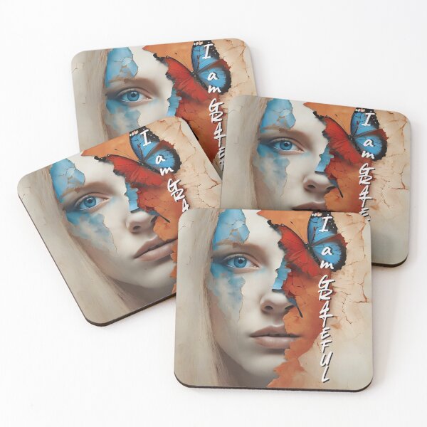 Item preview, I Am Grateful – Abstract Woman with Blue Eye and Butterfly designed and sold by Boski22.