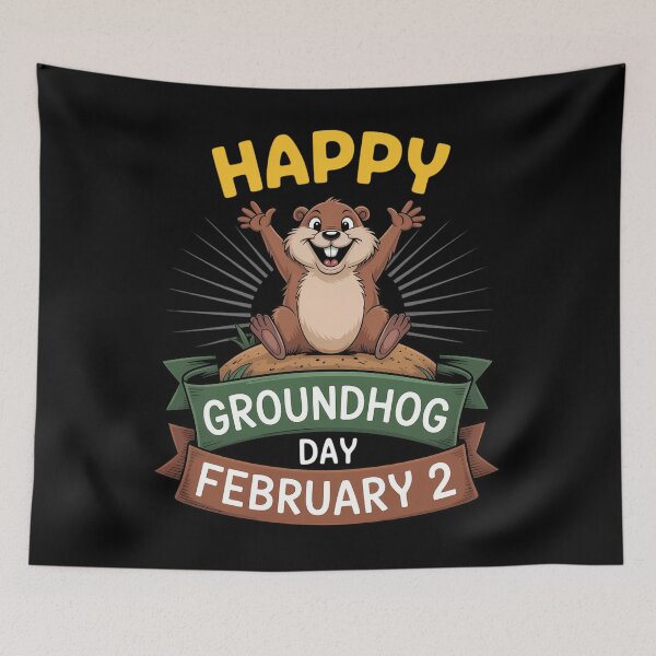 Item preview, Happy Groundhog Day February designed and sold by ValerieRodrigue.