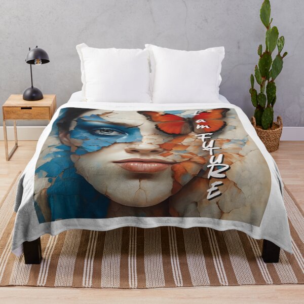 Item preview, I Am Future – Surreal Blue and Orange Woman Portrait with Butterfly designed and sold by Boski22.