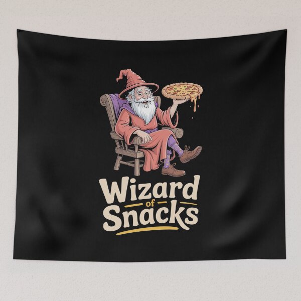 Item preview, Wizard of Snacks Conjuring Pizza Slice, Playful Snack Mage designed and sold by khorbiasieno.
