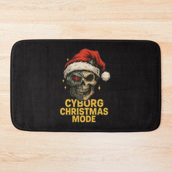 Item preview, Cyborg Christmas Mode – Half Skull Robot Santa designed and sold by Thaivi Design.
