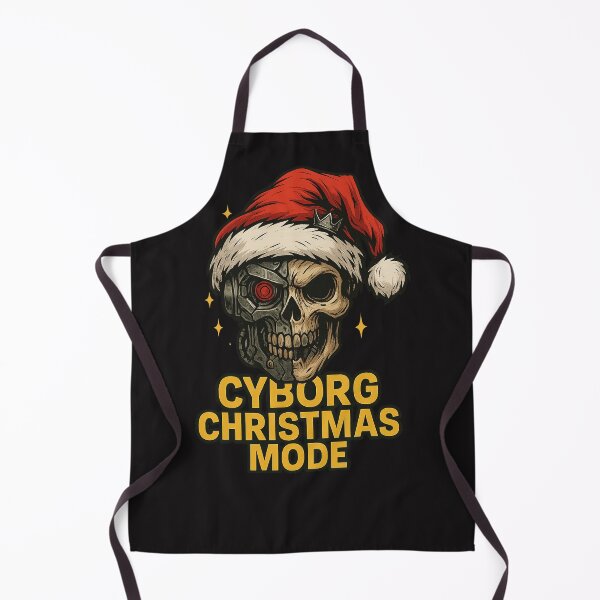 Item preview, Cyborg Christmas Mode – Half Skull Robot Santa designed and sold by Thaivi Design.