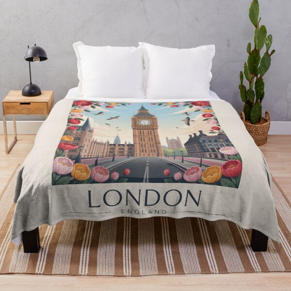 Item preview, London Art Print with Tulips and Birds – Vibrant UK Landmark Illustration designed and sold by Witsprings.