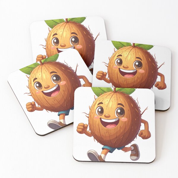 Item preview, Cute Cartoon Coconut Character Running Happily designed and sold by mcraft studio.