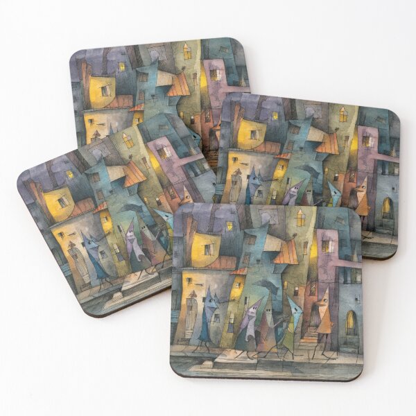 Item preview, Quirky Ghost Parade in Abstract Colorful Town designed and sold by dawnleblanc55.