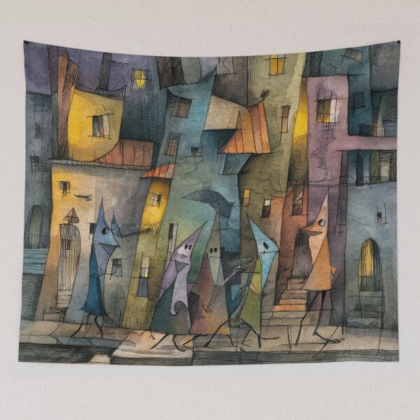 Item preview, Quirky Ghost Parade in Abstract Colorful Town designed and sold by dawnleblanc55.