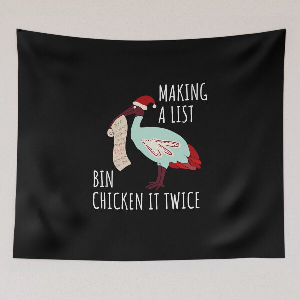 Item preview, christmas bin chicken australian ibis funny black background designed and sold by PatrickJGray.