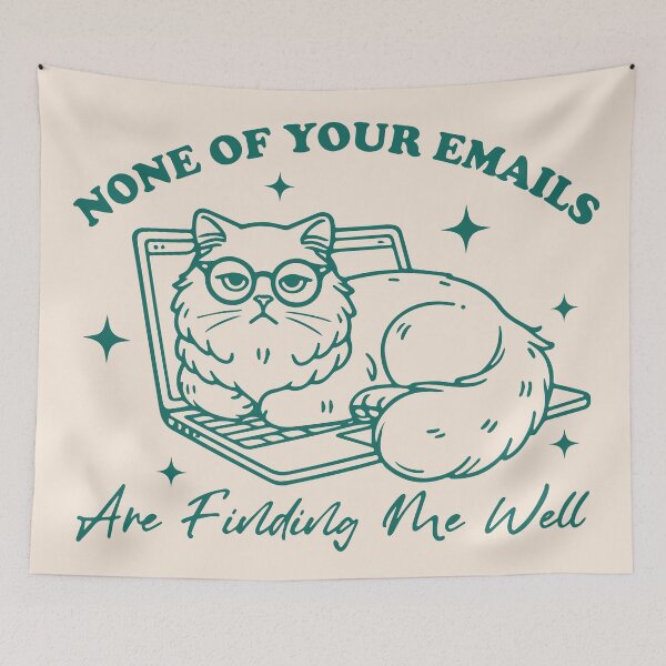 Item preview, None of your emails are finding me  well cat sitting laptop designed and sold by BrownHorse90s.