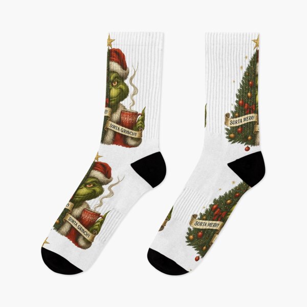 Item preview, Sorta Merry Sorta Grinchy – Funny Christmas Split Tree & Grinch Design designed and sold by EverlaPrints.
