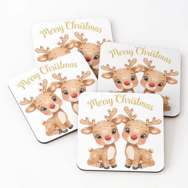 Item preview, Cookies in shape of MERRY CHRISTMAS text and Deer on festive background, New Year banner for invitation, greeting or Christmas sale. designed and sold by PWDigitalArt.