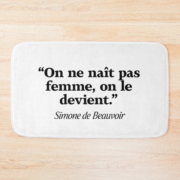 Item preview, We are not born a woman, we become one. Simone de Beauvoir – minimalist literary expression designed and sold by La Boutique des Ecrivains.