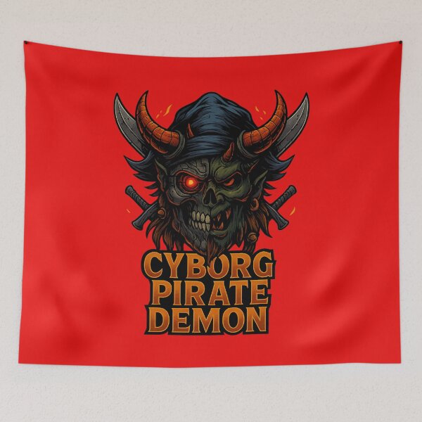 Item preview, Cyborg Pirate Demon – Half Mecha Skull Illustration designed and sold by Thaivi Design.