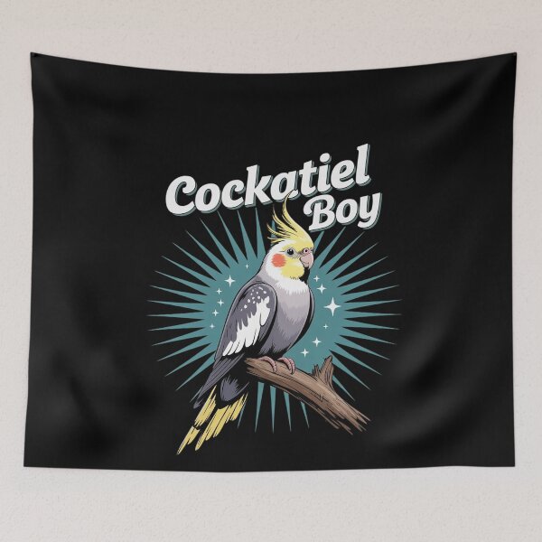 Item preview, Mens Cockatiel Boy Cartoon Pet Cage Bird Artwork designed and sold by MinaReinger.