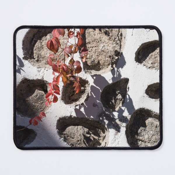 Item preview, Red Virginia Creeper Vine on Rough Stone Wall designed and sold by Georgia Mizuleva.