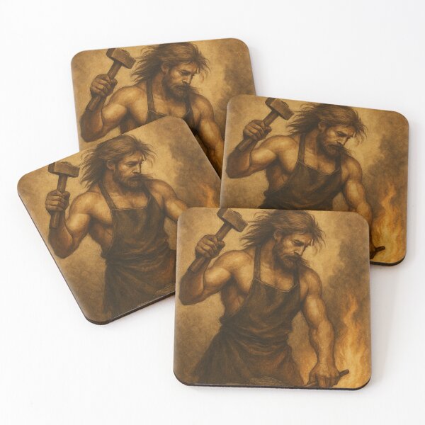 Item preview, Medieval Blacksmith at the Forge • Vintage Warrior Art designed and sold by fairmaiden7.