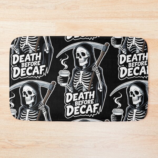 Item preview, Death Before Decaf Funny Grim Reaper Coffee Art designed and sold by Skulls & Calaveras.