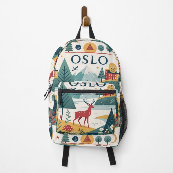 Item preview, Colorful Oslo Norway Illustration – Nordic Wildlife and Forest Vibes Travel lArt designed and sold by Witsprings.