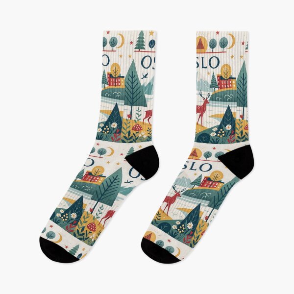 Item preview, Colorful Oslo Norway Illustration – Nordic Wildlife and Forest Vibes Travel lArt designed and sold by Witsprings.