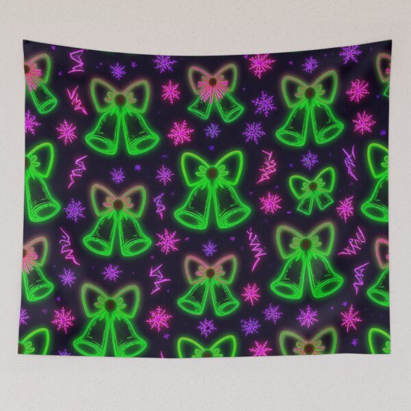 Item preview, Neon Bells and Snowflakes Pattern designed and sold by InezPhotography.