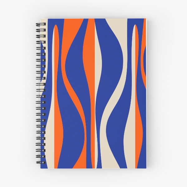 Item preview, Mid Century Modern Retro Lounge Striped Ogee Pattern in Bright Blue, Orange, and Beige designed and sold by kierkegaard.