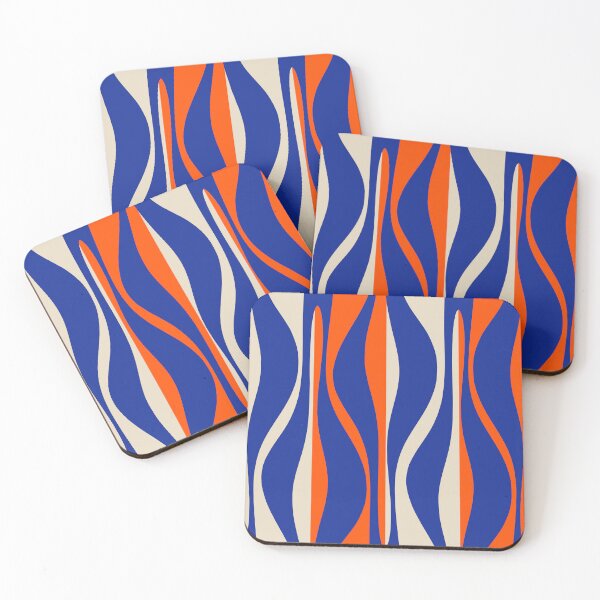 Item preview, Mid Century Modern Retro Lounge Striped Ogee Pattern in Bright Blue, Orange, and Beige designed and sold by kierkegaard.