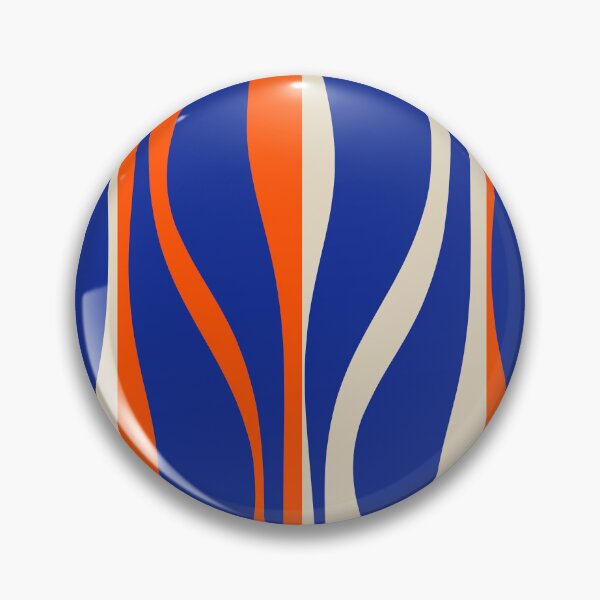 Item preview, Mid Century Modern Retro Lounge Striped Ogee Pattern in Bright Blue, Orange, and Beige designed and sold by kierkegaard.