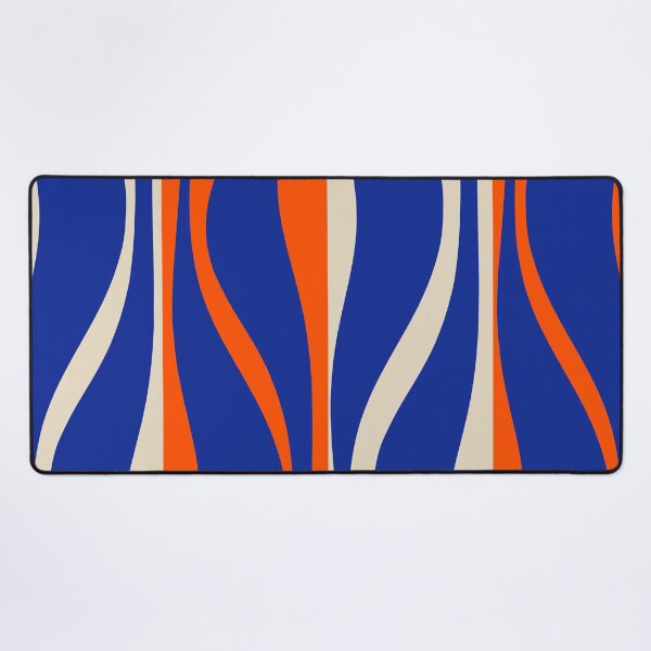 Item preview, Mid Century Modern Retro Lounge Striped Ogee Pattern in Bright Blue, Orange, and Beige designed and sold by kierkegaard.