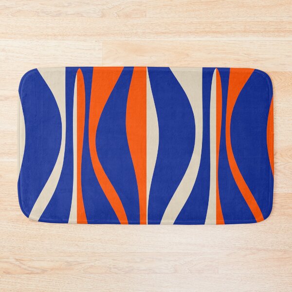 Item preview, Mid Century Modern Retro Lounge Striped Ogee Pattern in Bright Blue, Orange, and Beige designed and sold by kierkegaard.