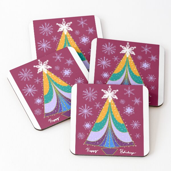 Item preview, Happy Holidays Greeting Card - Christmas tree with lights and snowflakes designed and sold by Sara Gans.