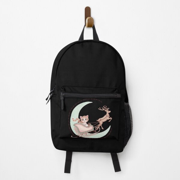 Item preview, Whimsical Holiday Kitten – Pastel Sleigh Ride Over the Moon Minimalist Christmas Art designed and sold by Shop9999.