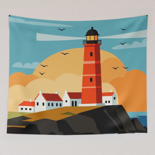 Item preview, Lighthouse on a cliff designed and sold by Design4uStudio.