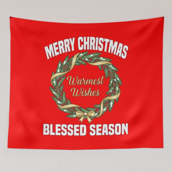 Item preview, MERRY CHRISTMAS - BLESSED SEASON | Elegant Wreath Script | Classy Christmas Typography designed and sold by KEF Custom.
