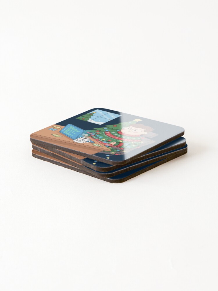 Thumbnail 4 of 5, Coasters (Set of 4), Debugging Christmas Cute Programmer Humor designed and sold by MuseAI.
