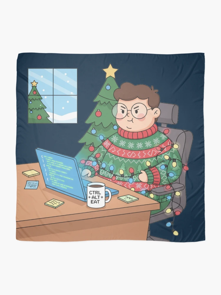 Thumbnail 2 of 3, Scarf, Debugging Christmas Cute Programmer Humor designed and sold by MuseAI.