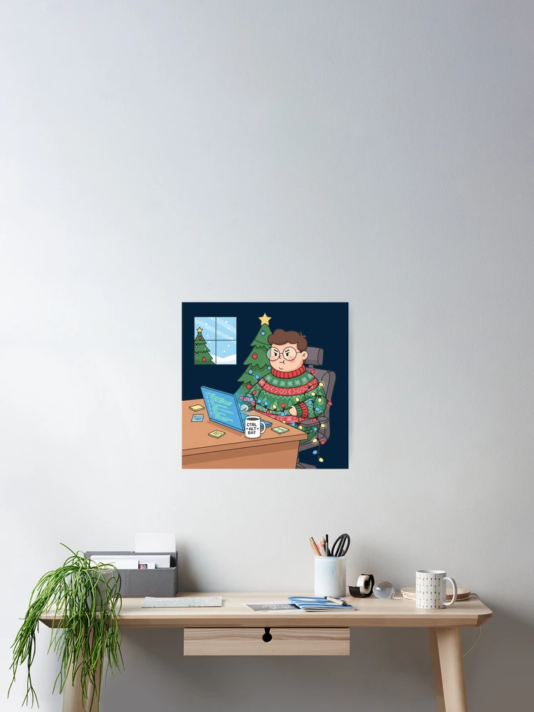 Thumbnail 2 of 3, Poster, Debugging Christmas Cute Programmer Humor designed and sold by MuseAI.