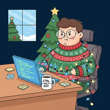 Artwork thumbnail, Debugging Christmas Cute Programmer Humor by MuseAI