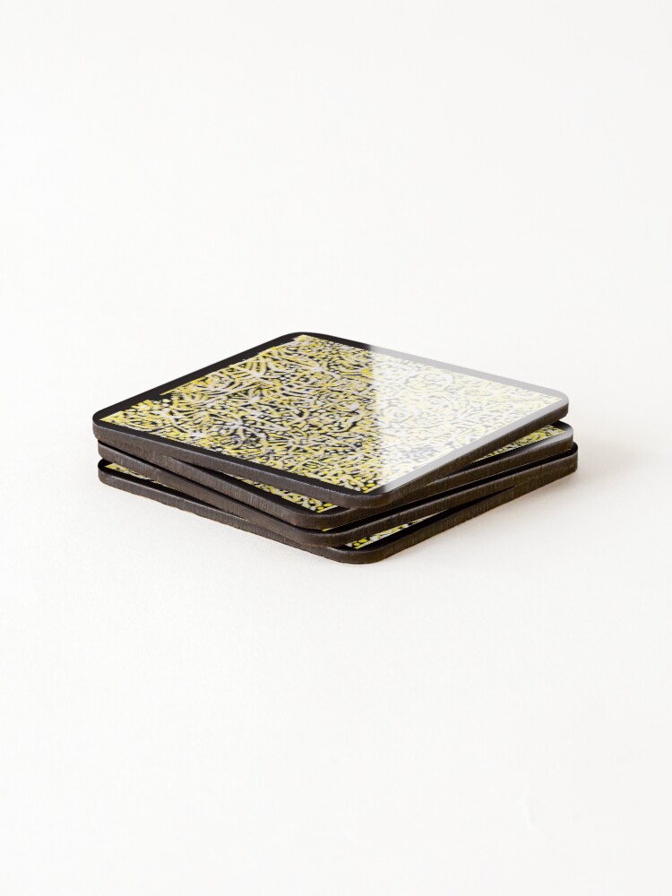 Thumbnail 4 of 5, Coasters (Set of 4), Yellow Paint Pattern designed and sold by ViaARTfactory.