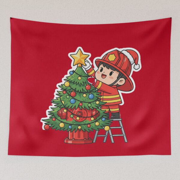 Item preview, Cute Firefighter Christmas Hero Holiday Gift designed and sold by MuseAI.