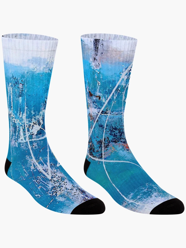Thumbnail 3 of 5, Socks, Abstract in Blue designed and sold by ViaARTfactory.
