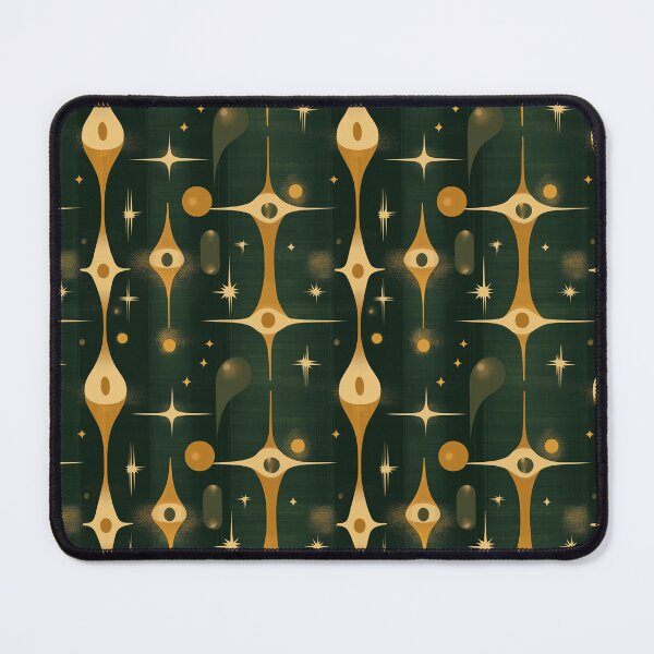 Item preview, Golden Starbursts & Teardrop Shapes on Deep Green – Tealight Tango designed and sold by The Print Parlor.