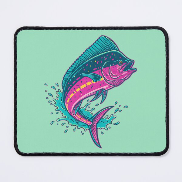Item preview, Electric Mahi-Mahi Sunset Splash - Retro Neon Fishing Art designed and sold by AwesomeBeyondLimits.