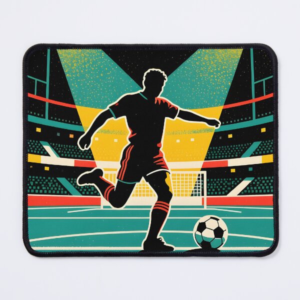 Item preview, Retro Soccer Player Kicking Ball Under Stadium Lights designed and sold by Koalangel.