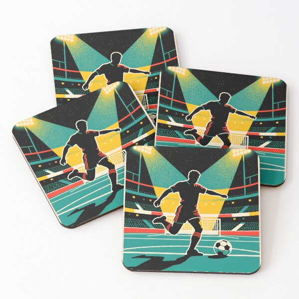 Item preview, Retro Soccer Player Kicking Ball Under Stadium Lights designed and sold by Koalangel.