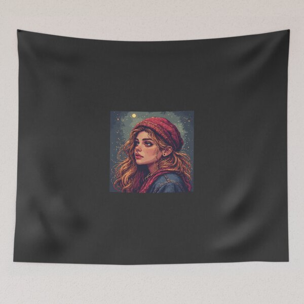 Item preview, Retro Art Beautiful Woman Looking to The sky At Night designed and sold by jimcaza.