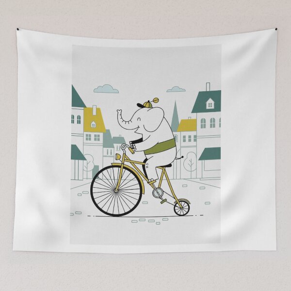 Item preview, Whimsical Cycling Elephant Adventure designed and sold by ElephantVibes.